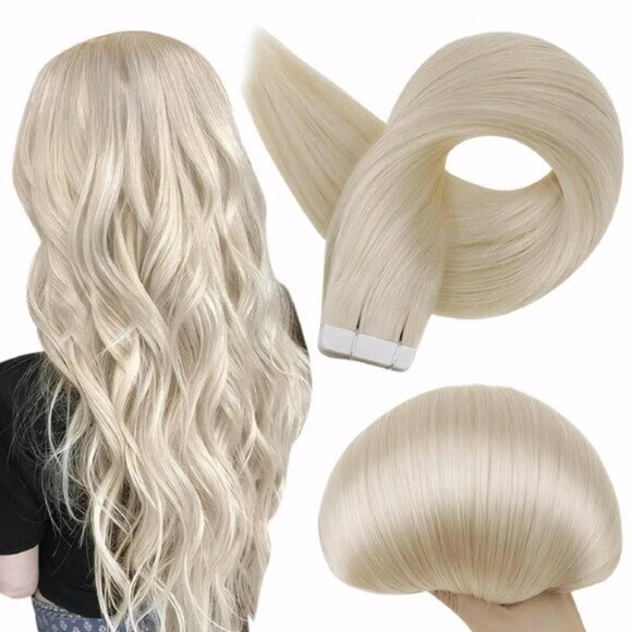 New 24 Inch 50g Silky Straight Platinum Blonde Tape-in Human Hair Extensions